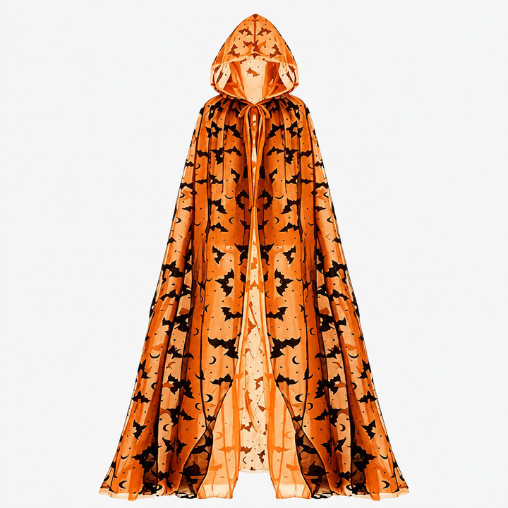 Bat Print Mesh Cape Halloween Costume Cloak