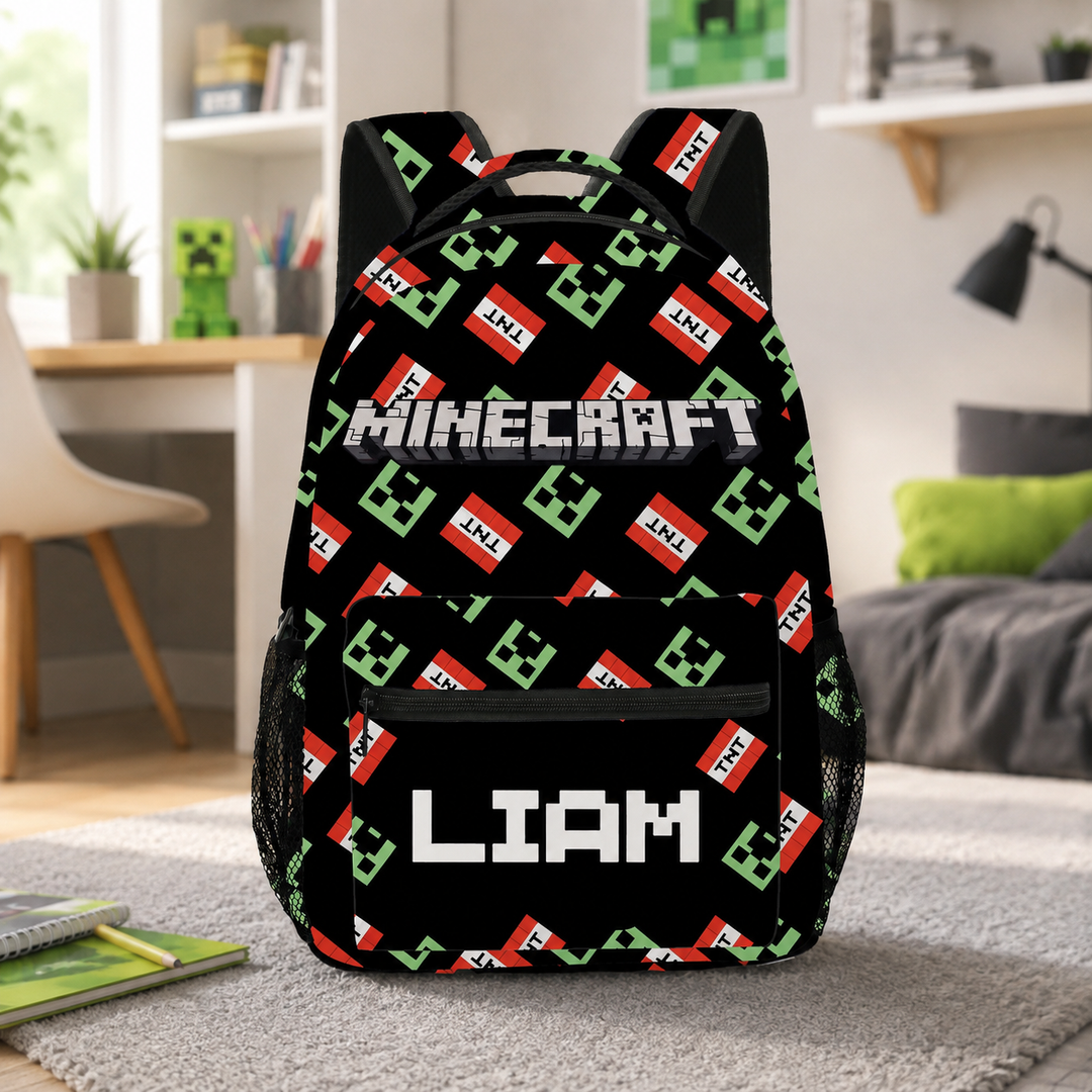 Minecraft Boys and Girls School Backpack, 20L Double-Sided Print Bookbag