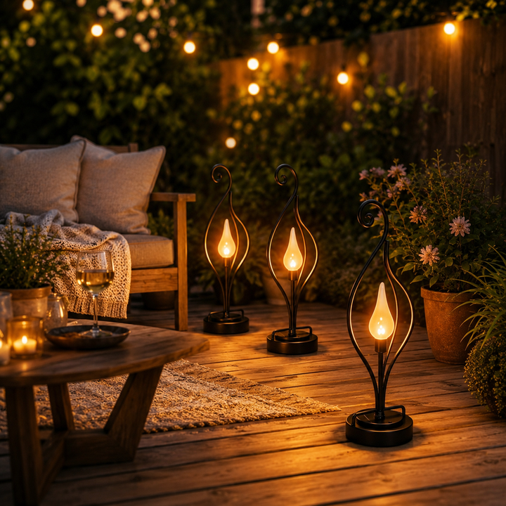 Solar Flame Outdoor Light Garden Lawn Sensor Metal Lamp Courtyard Landscape Atmosphere