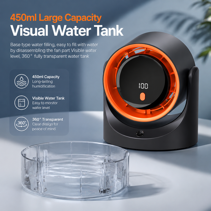 Portable Mist Fan Mini Electric Air Cooler Humidifier 360 Adjustable Digital