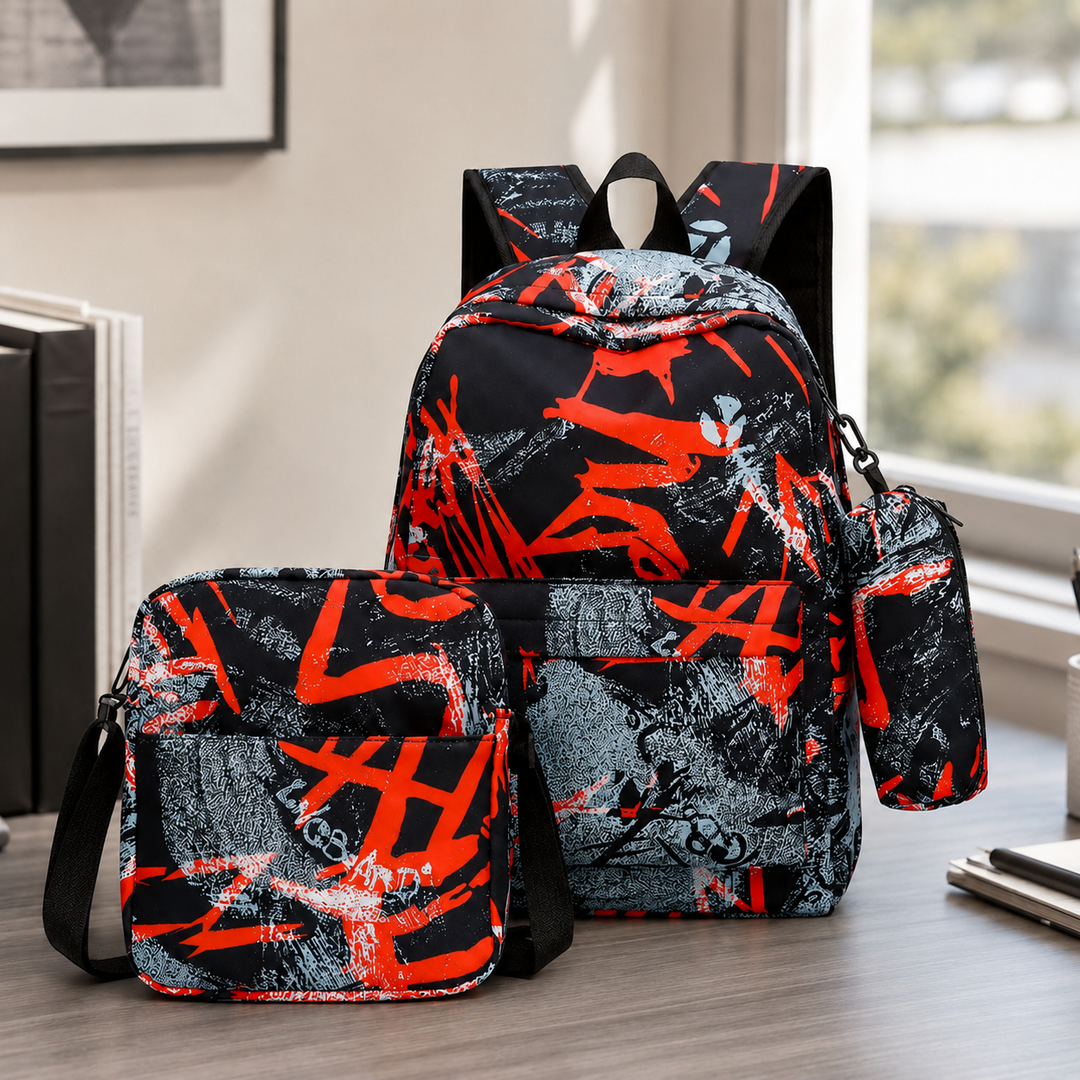 Kids 3-Piece Waterproof School Backpack Set with Lunch Bag &amp; Pencil Case