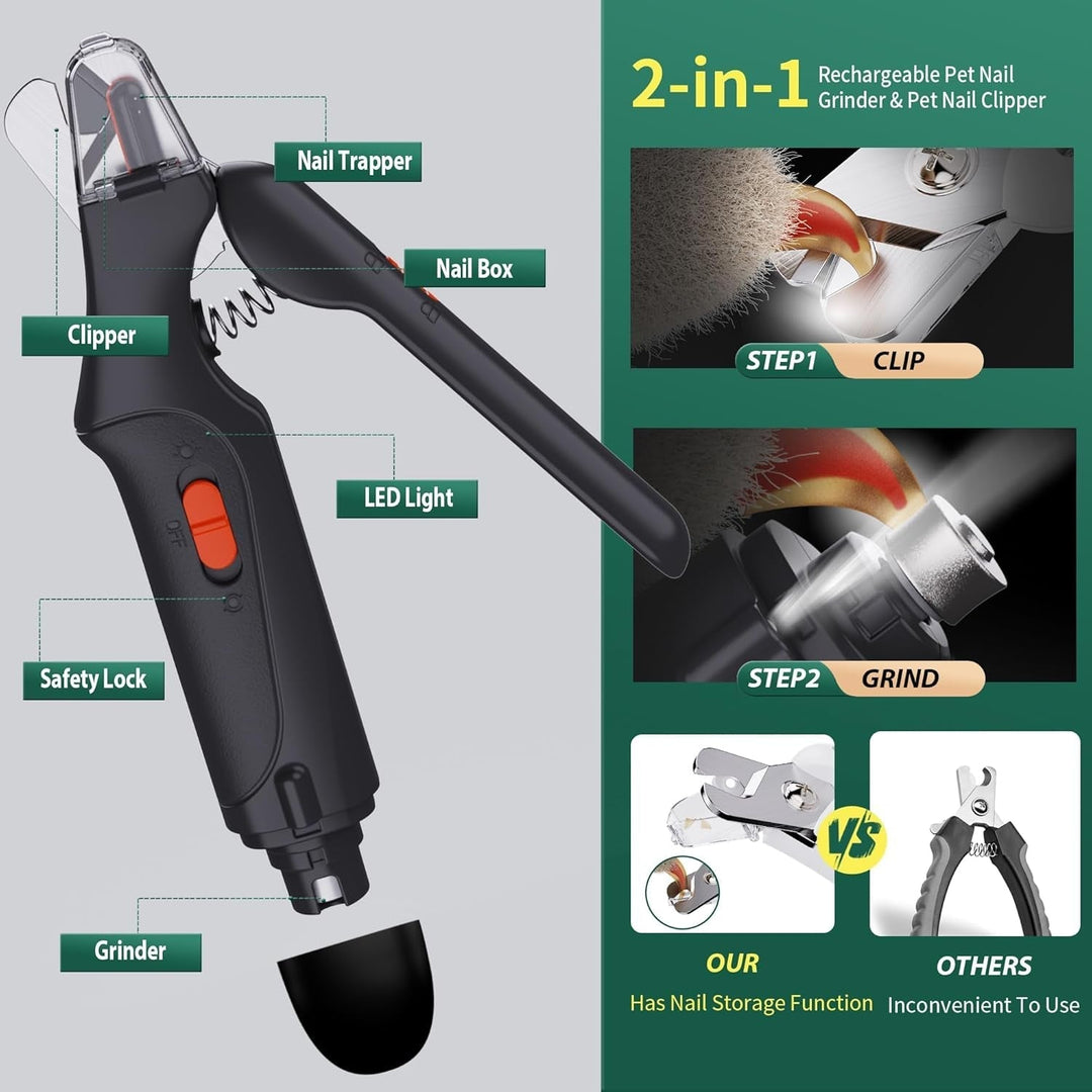Cat Dog Nail Clippers Trimmers USB Rechargeable with LED Light