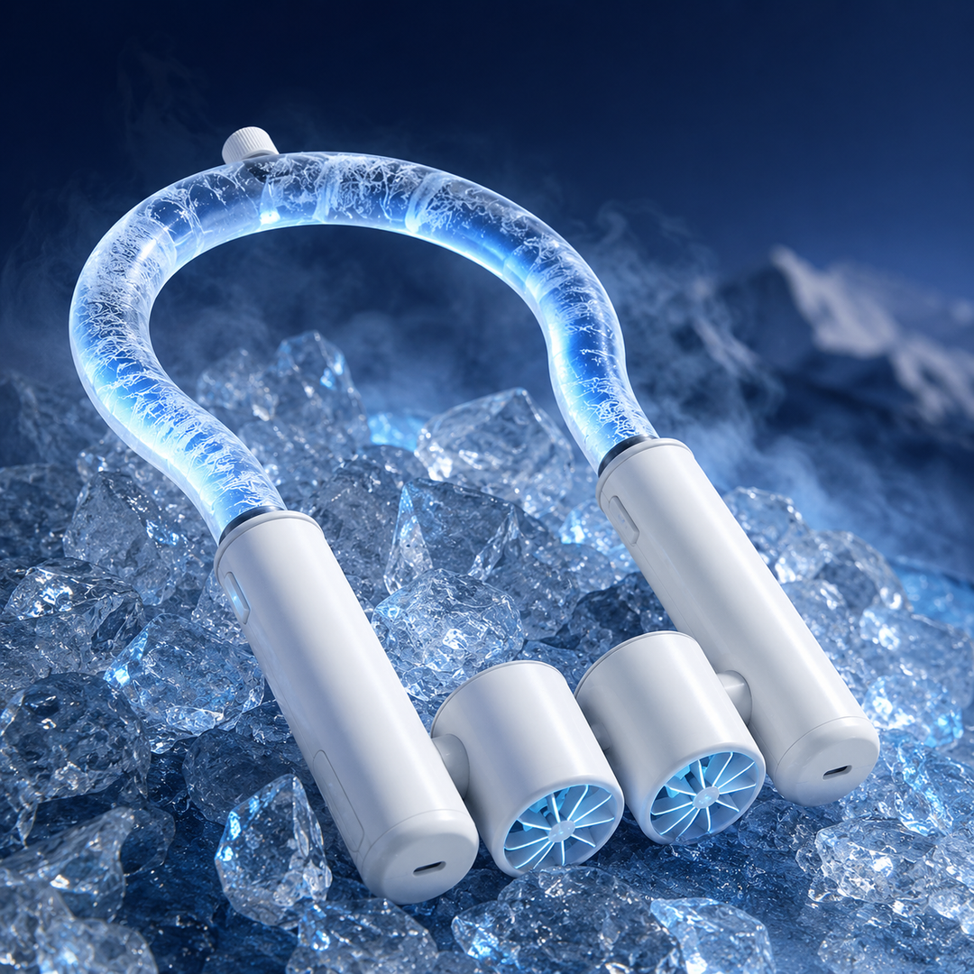 Detachable Ice-Cool Neck Fan 360 Freezable Ice Ring 3-Speed Hands-Free