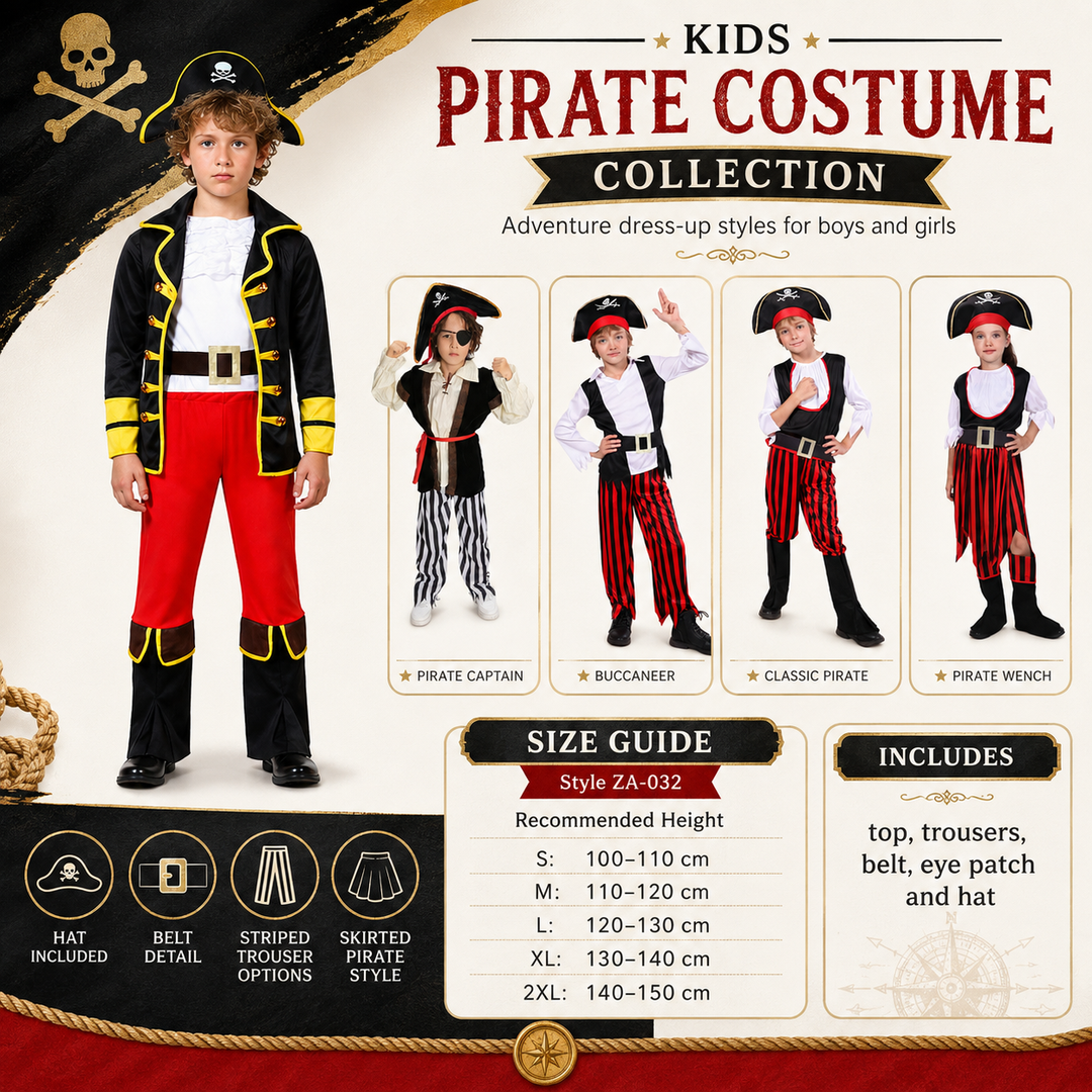 Kids Pirate Captain Costume with Hat Halloween Costume