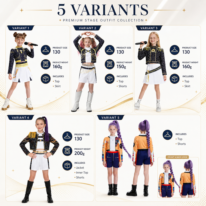 Girls Sparkle Star Print Performance Costume Set