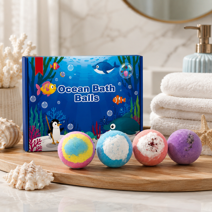 Organic Bath Bombs Set Surprise Toys Essential Oil Moisturizing Kids Gift