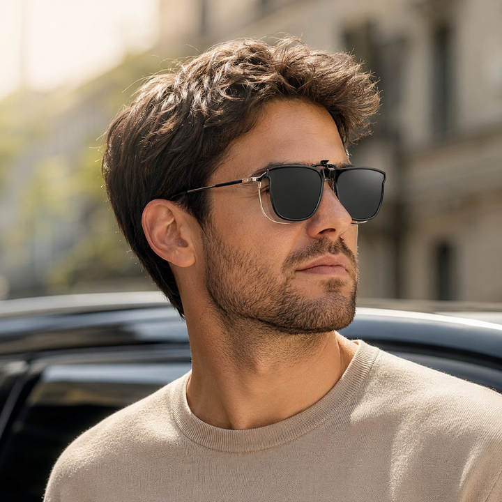 UV400 Polarized Clip-On Flip-Up Sunglasses for Prescription Glasses