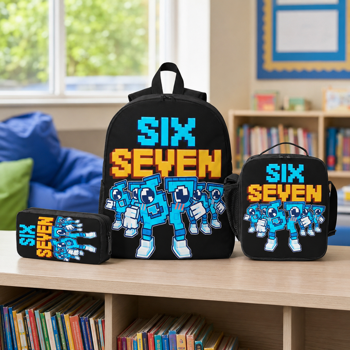 Six Seven 67 Unisex 3-Piece School Backpack Set with Lunch Box &amp; Pencil Case