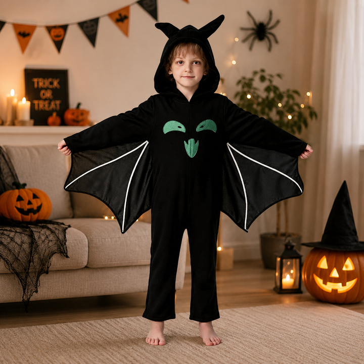 Kids Glow in the Dark Bat Cape Halloween Vampire Cloak Luminous Costume Cosplay