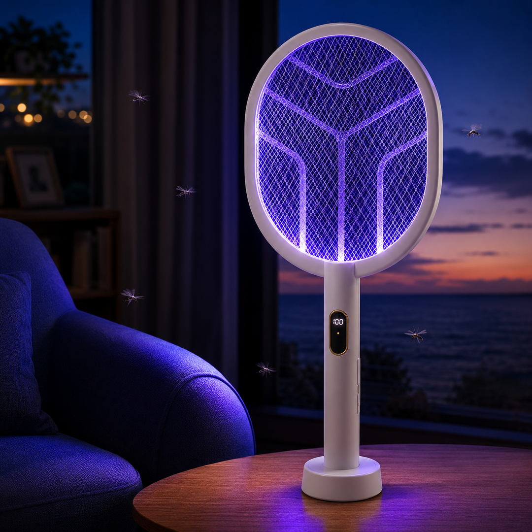 Electric Mosquito Swatter Racket 3000V with Type-C Charging Mosquito Killer Lamp