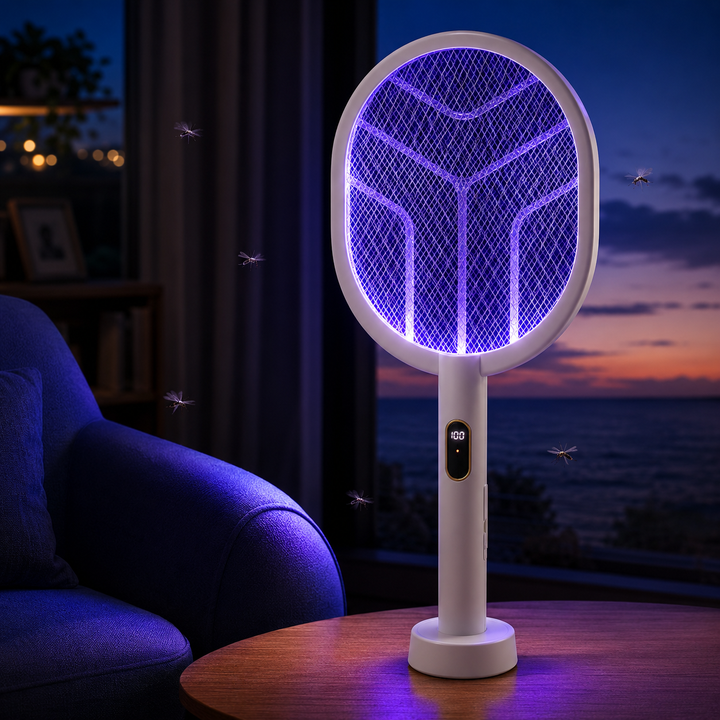 Electric Mosquito Swatter Racket 3000V with Type-C Charging Mosquito Killer Lamp