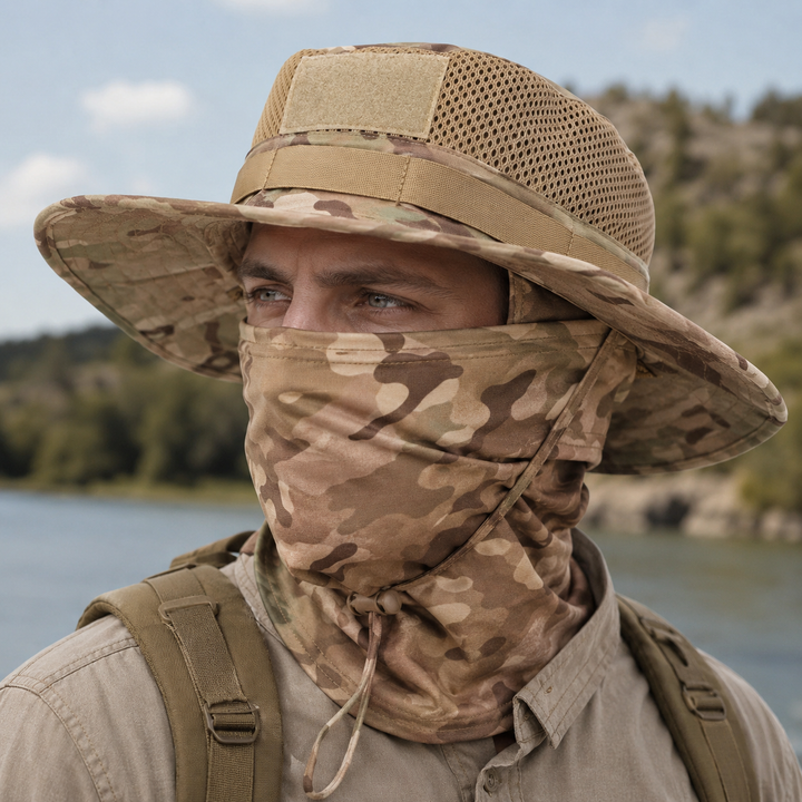 Mesh Fishing Boonie Hat Ice Silk Camouflage Round Brim Outdoor