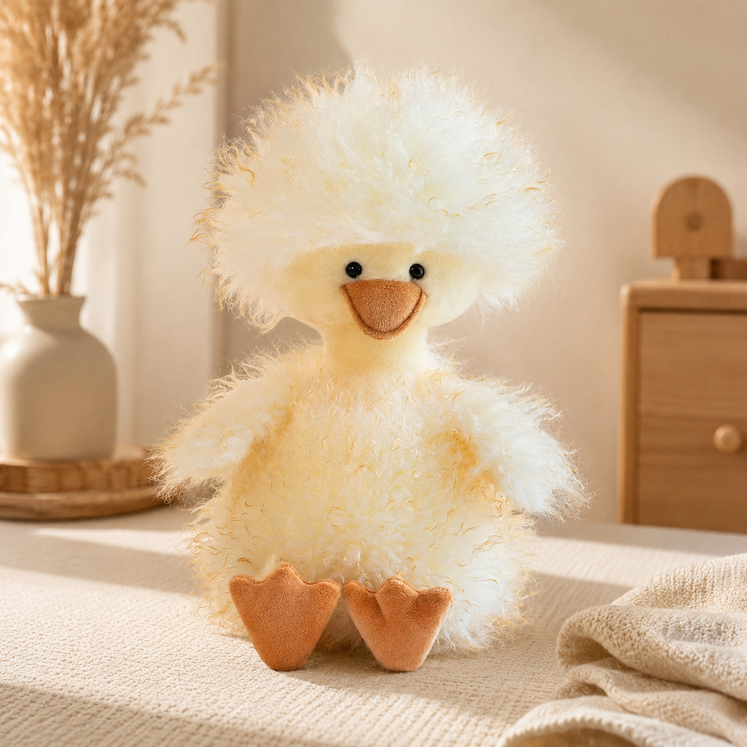 Cute Curly Duck Plush Toy Soft Fluffy Stuffed Throw Pillow Kids Gift