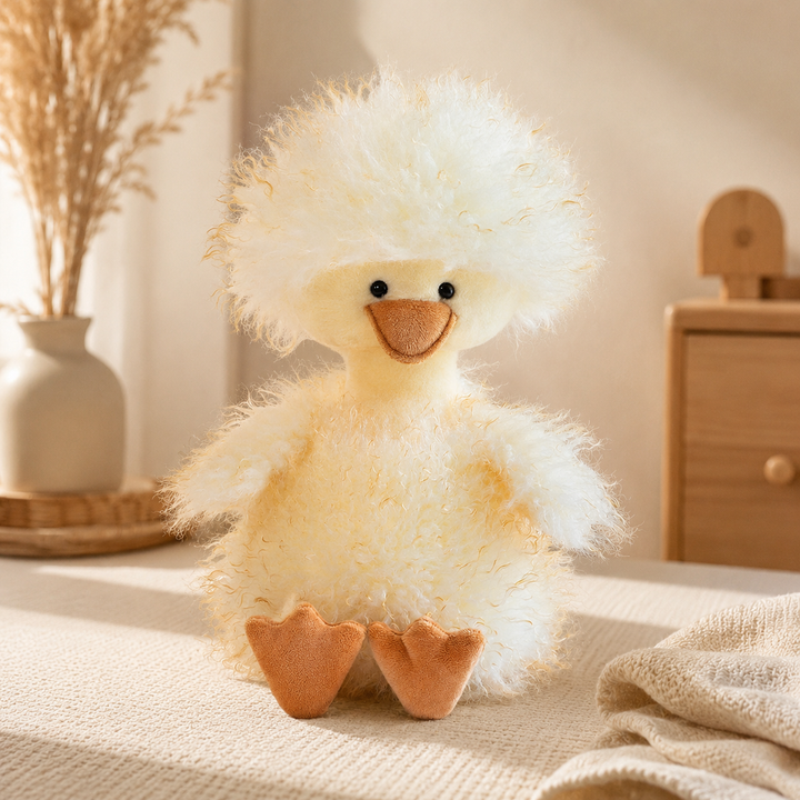 Cute Curly Duck Plush Toy Soft Fluffy Stuffed Throw Pillow Kids Gift