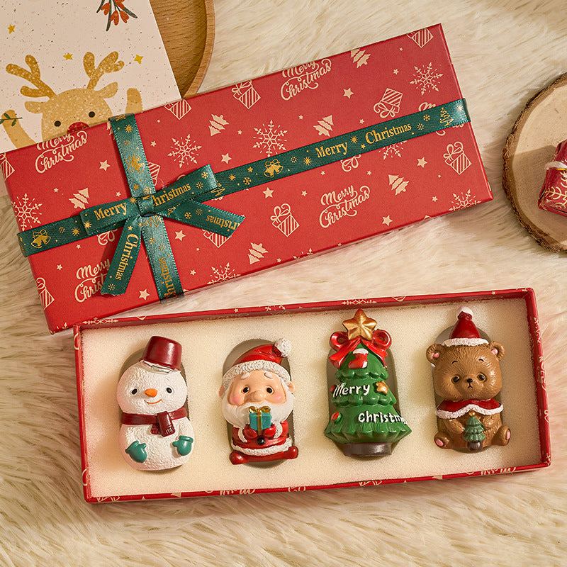 Christmas Desktop Ornaments Mini Santa Claus Snowman Decor Set
