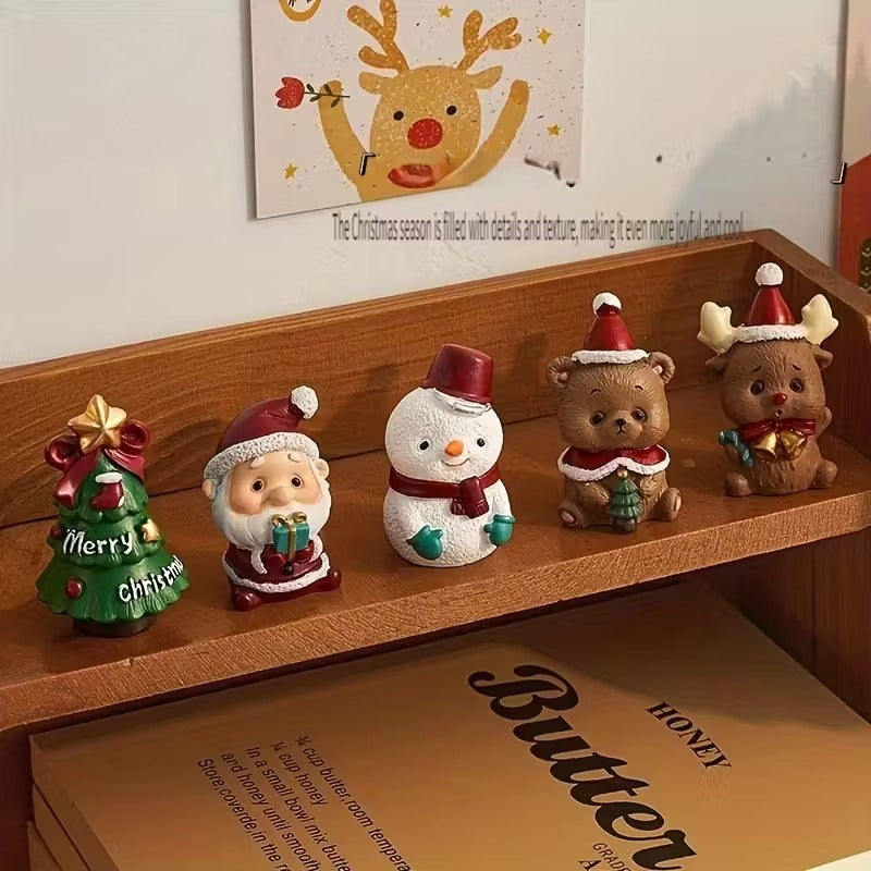 Christmas Desktop Ornaments Mini Santa Claus Snowman Decor Set
