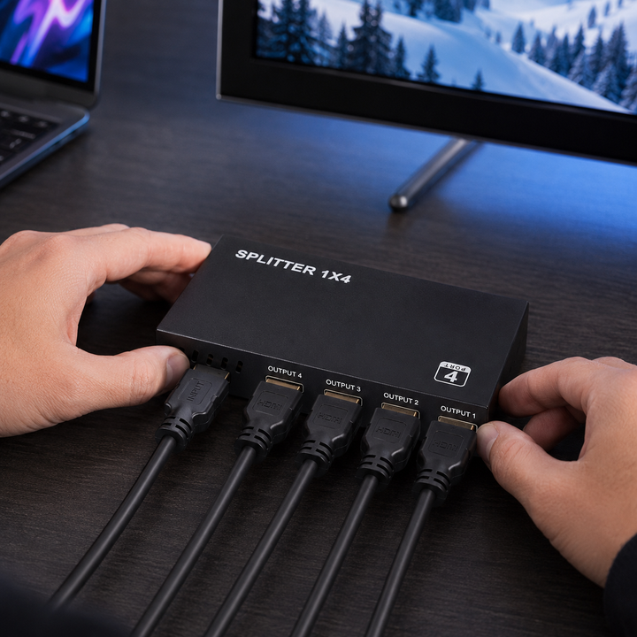HDMI Splitter 1 In 4 Out 4K UHD 1080P Repeater Amplifier for Multi Display