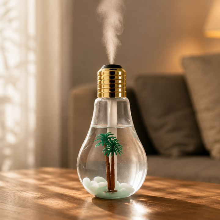 Light Bulb Air Humidifier 400ml Desktop Bedroom Office Mist Maker USB Night Light