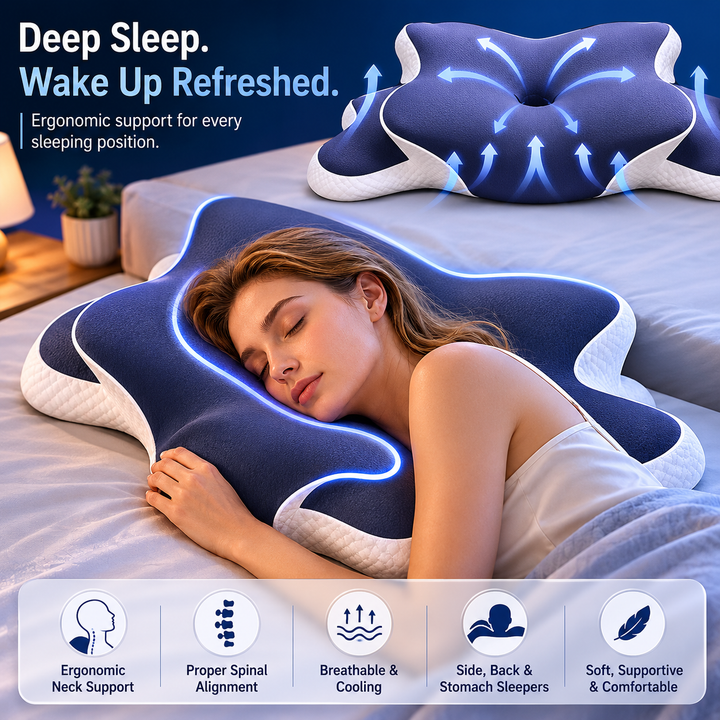 Memory Foam Cervical Pillow Neck Pain Relief Ergonomic Orthopedic Neck Support