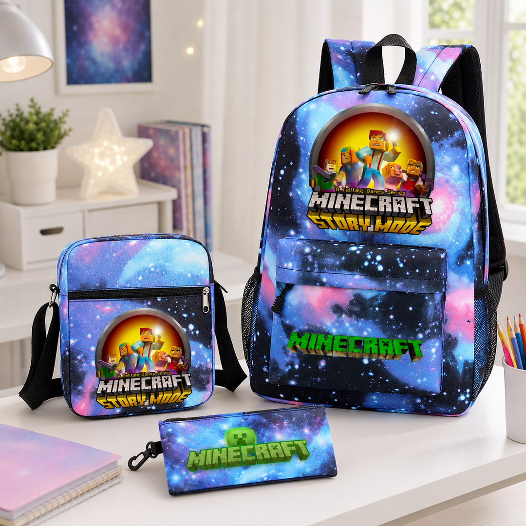 Minecraft Story Mode 3-Piece School Backpack Set with Crossbody Bag &amp; Pencil Case