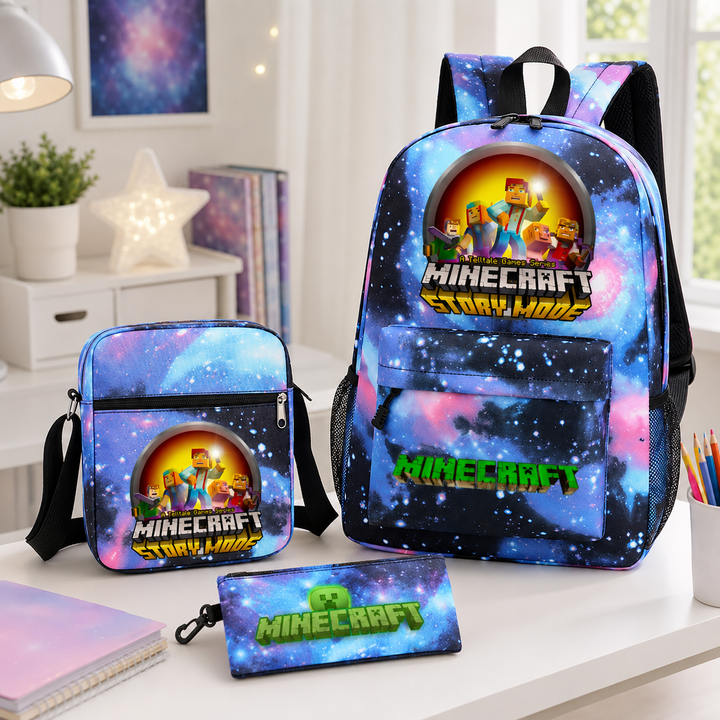 Minecraft Story Mode 3-Piece School Backpack Set with Crossbody Bag &amp; Pencil Case