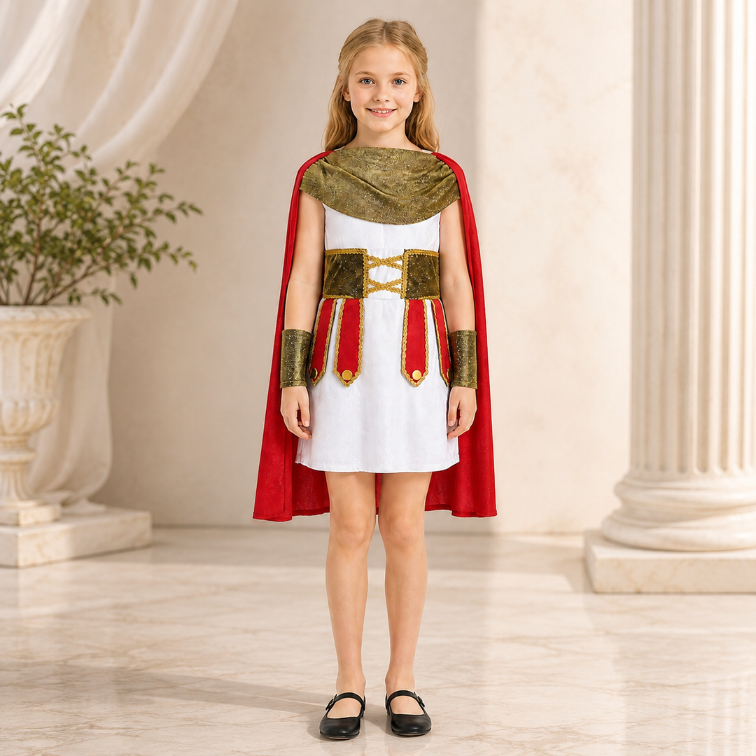 Roman Warrior Girl Costume with Cape Halloween Costume