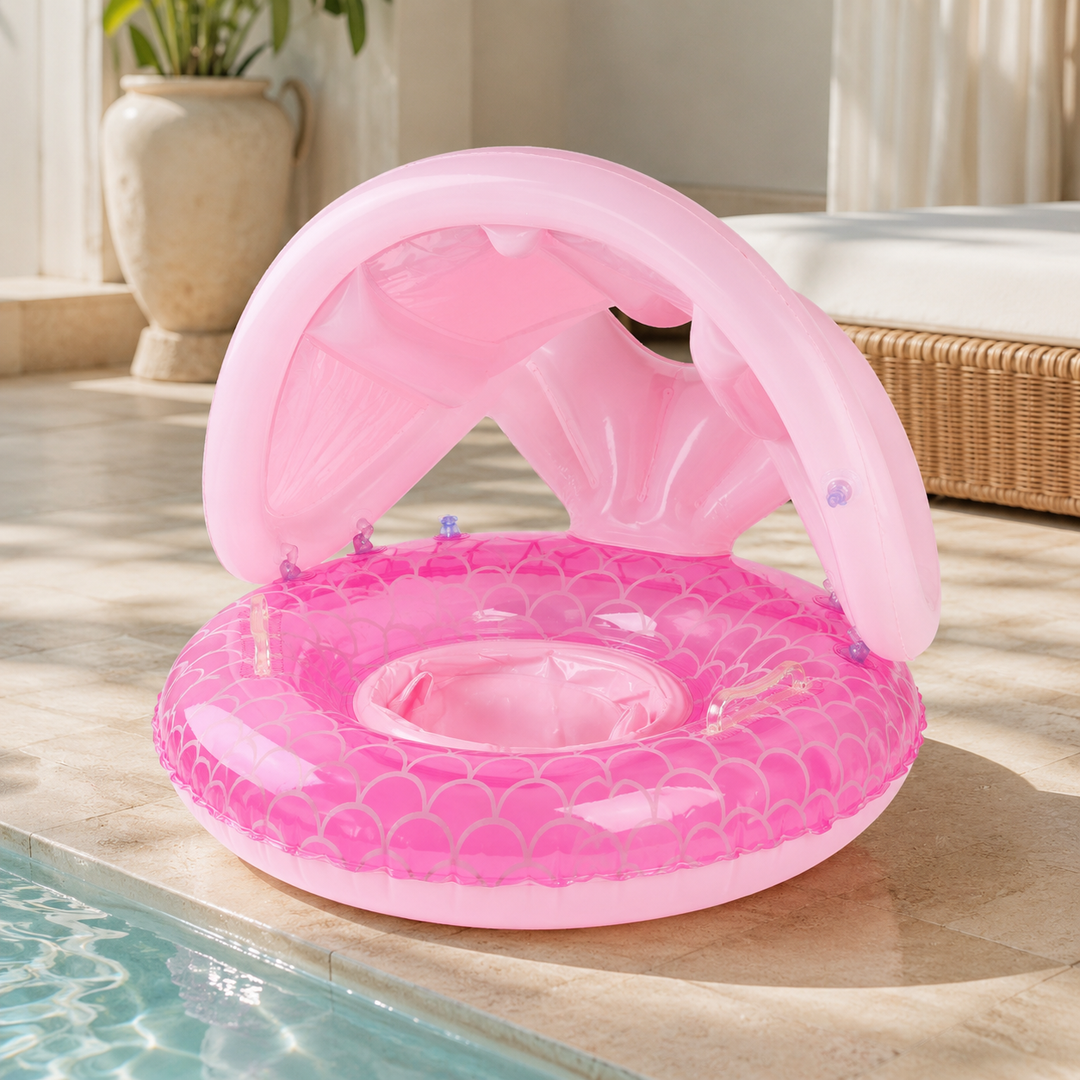 Canopy Swim Ring Pool Float Safety Seat Sun Protection Kids