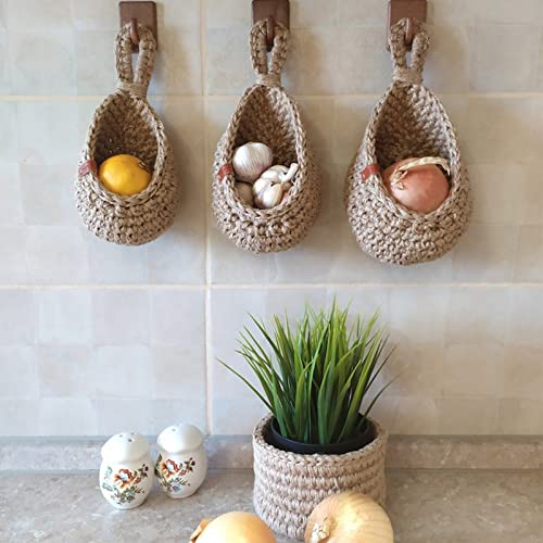 Jute Wall Storage Baskets Handwoven Organizer Set