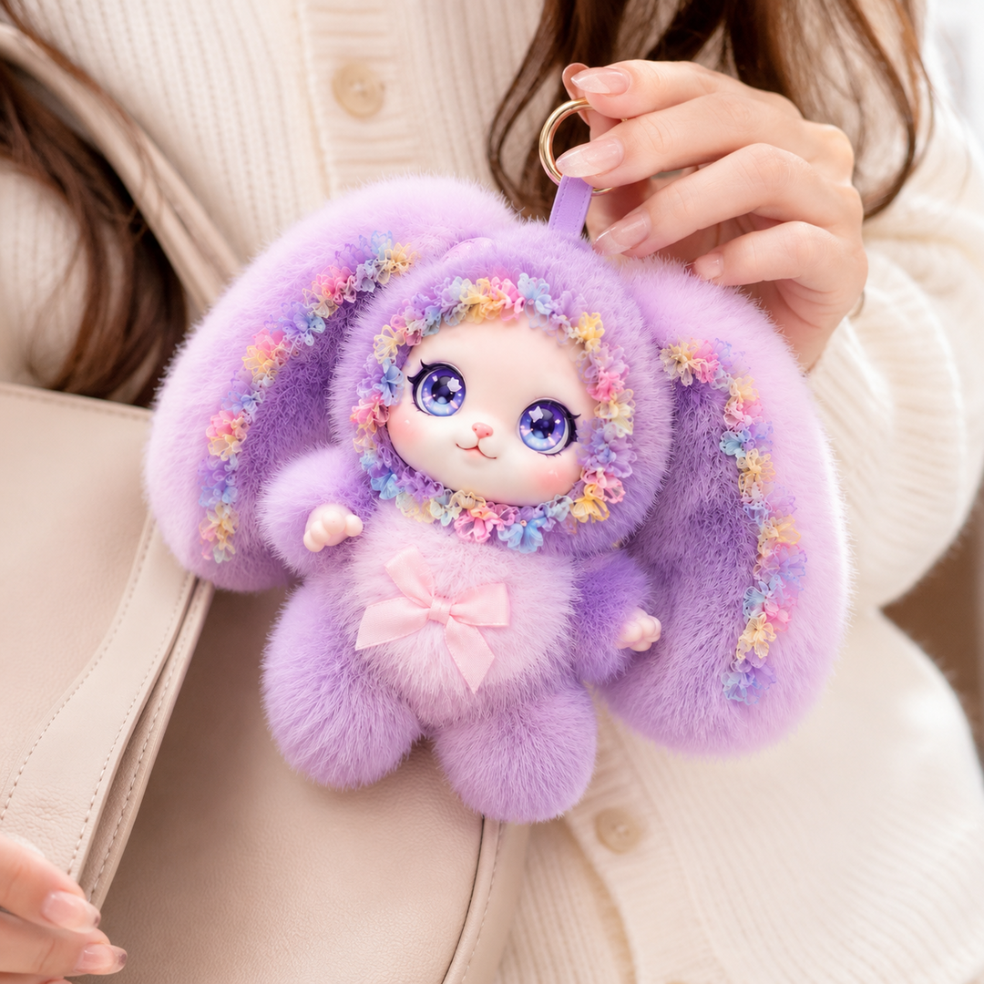 Cute Big Ear Rabbit Plush Bunny Keychain Bag Charm Decor Gift