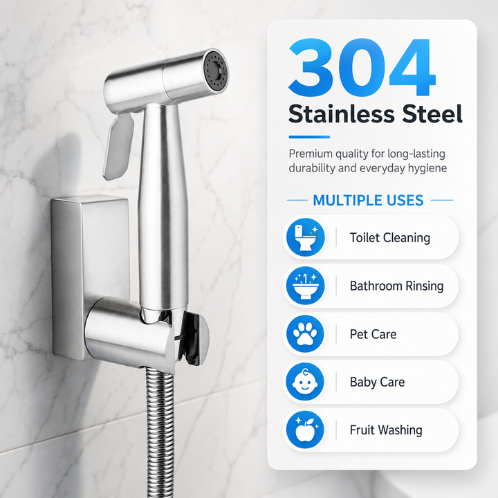 Handheld Bidet Sprayer for Toilet Adjustable Pressure Brushed Nickel with Hose
