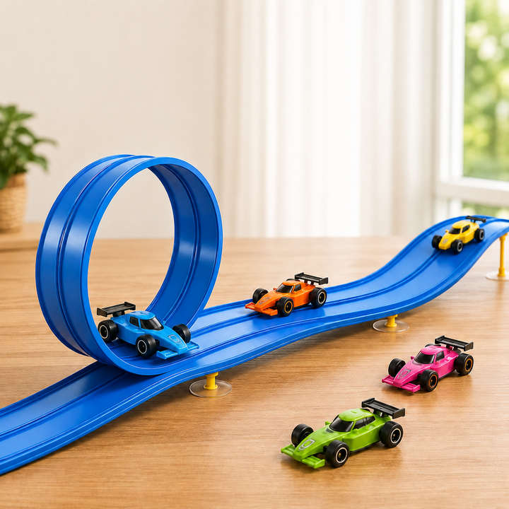 Race Track Toy Set with Twistable Tracks for Creative Racing Play