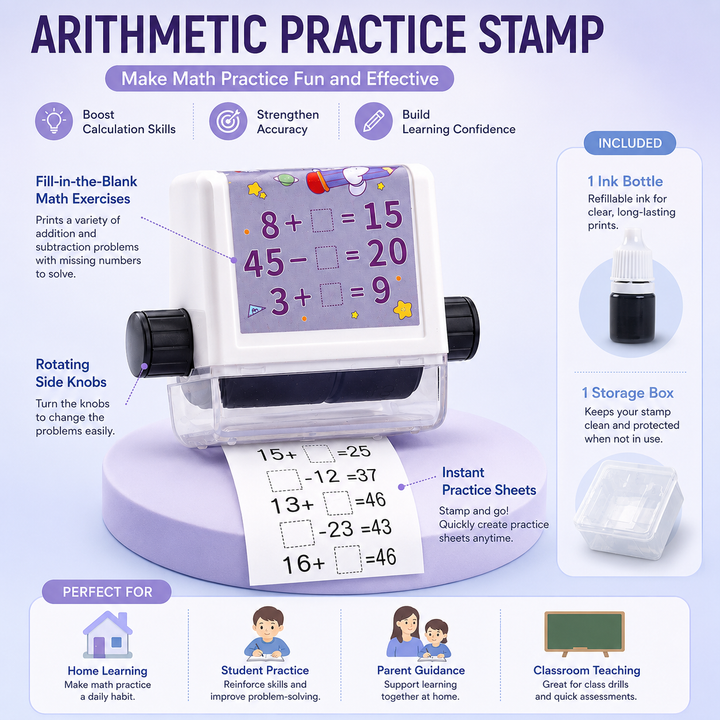 Addition Subtraction Math Practice Roller Stamp for Kids