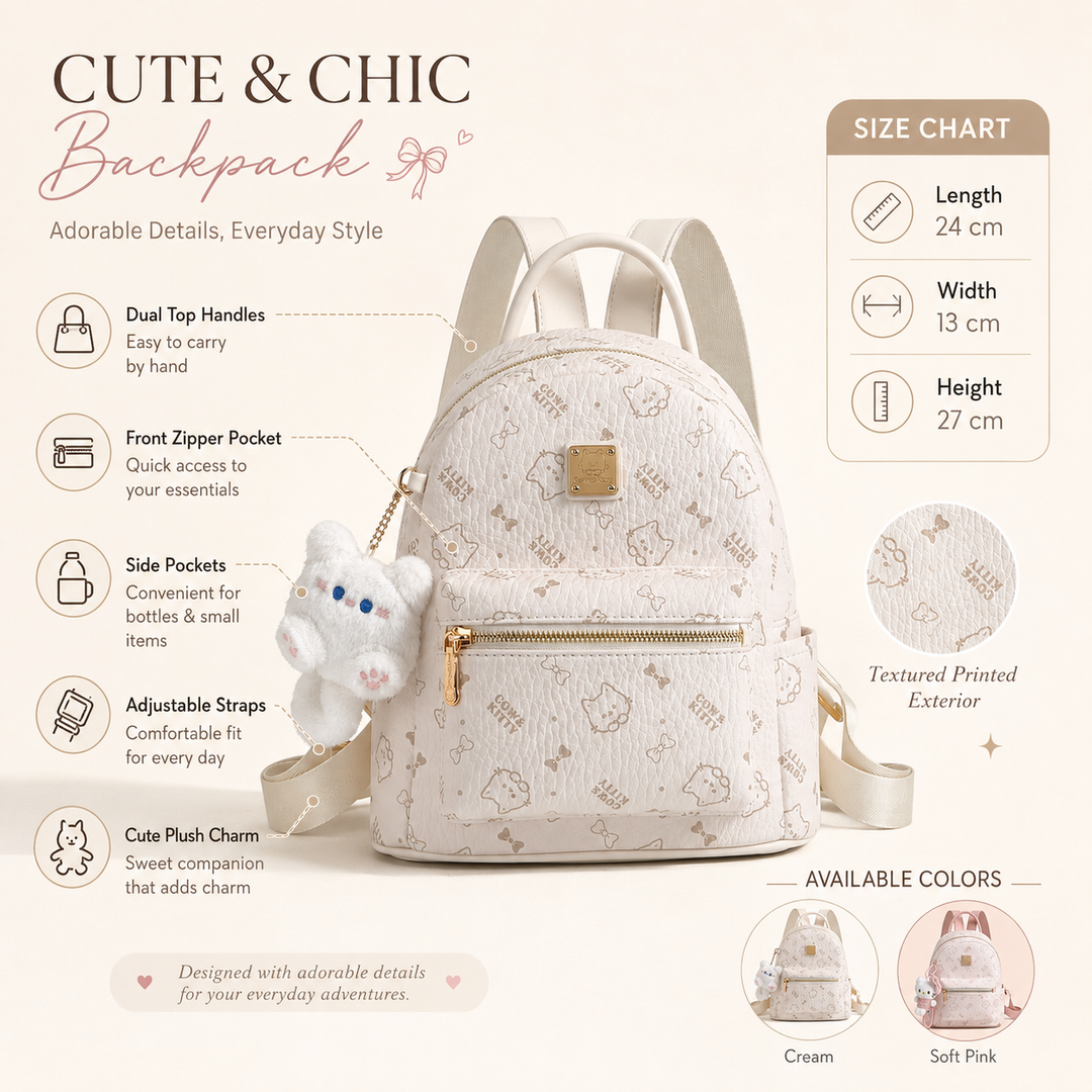 Hello Kitty Girls School Backpack, Large Capacity