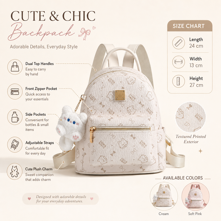 Hello Kitty Girls School Backpack, Large Capacity