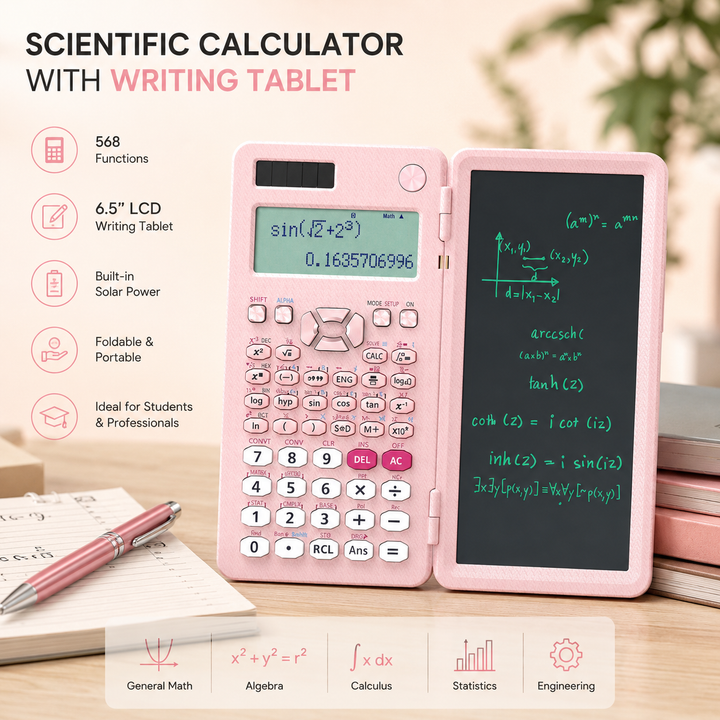 Mini Scientific Calculator with LCD Writing Tablet Notepad Office School Supplies