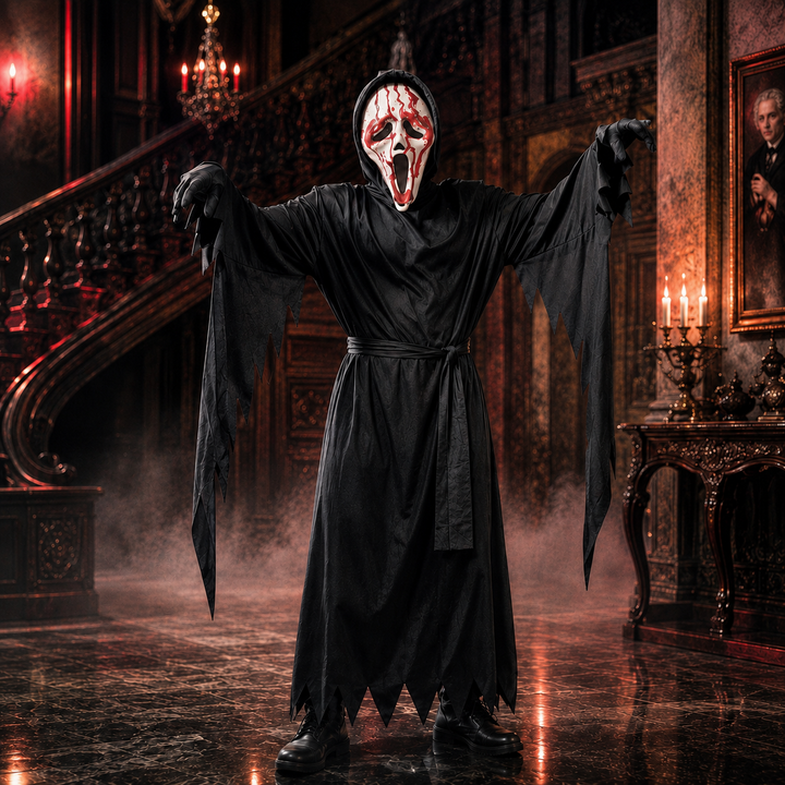 Ghostface Robe Costume Hooded Halloween Costume with Mask
