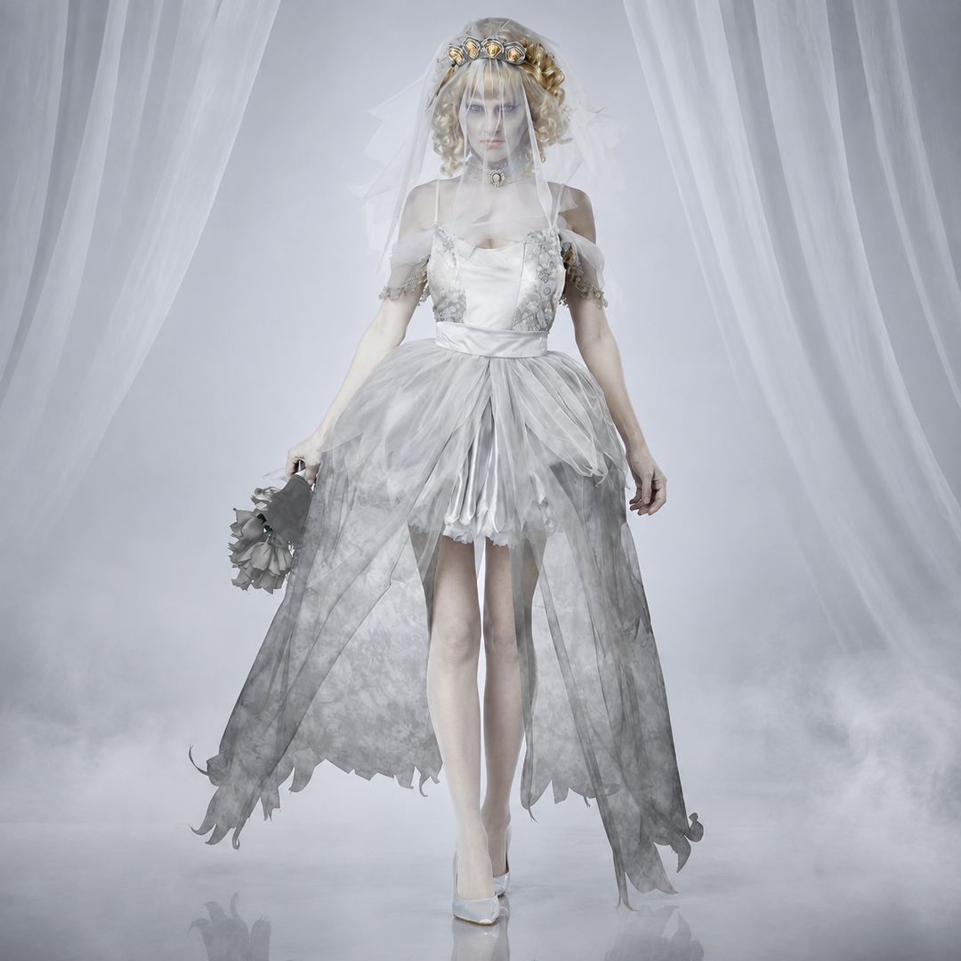 Ghost Bride Costume Zombie Wedding Dress Halloween Costume