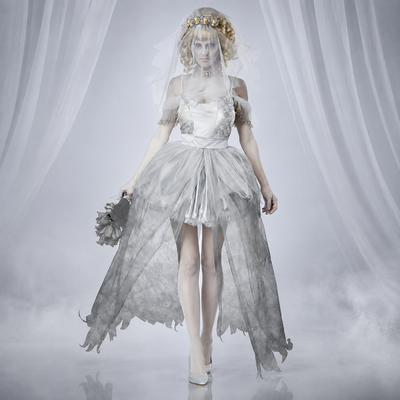Ghost Bride Costume Zombie Wedding Dress Halloween Costume