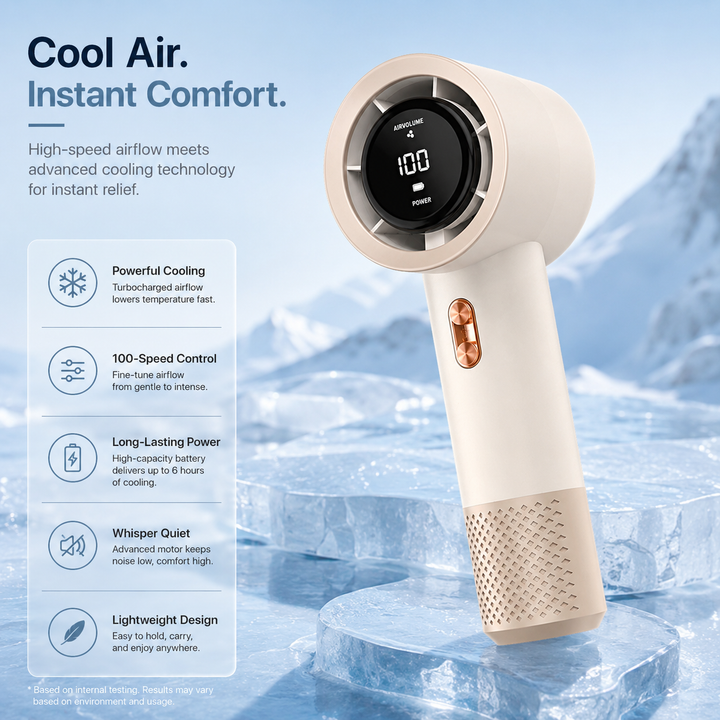 Handheld Portable Fan Bladeless High-Speed Mini Fan USB Rechargeable LED