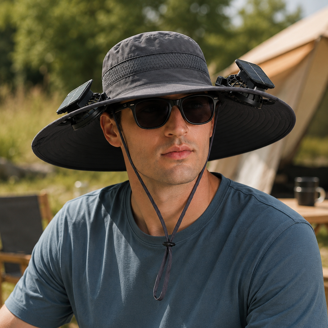 Solar Charging Fan Cap Outdoor Camping Fishing Hiking Fisherman Hat