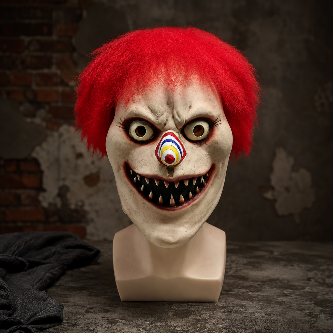 Evil Clown Mask Red Hair Horror Halloween Costume Mask
