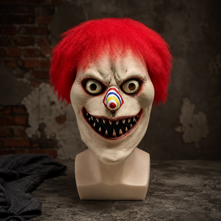 Evil Clown Mask Red Hair Horror Halloween Costume Mask