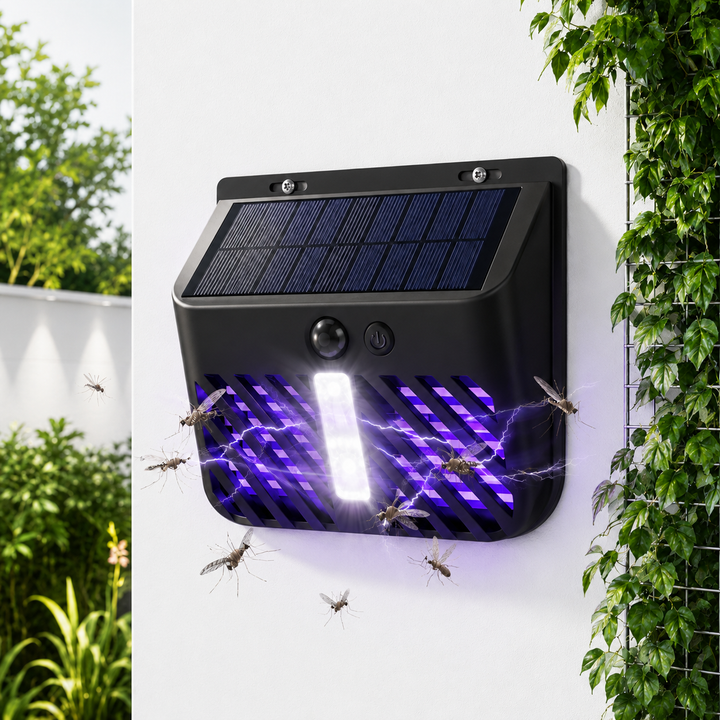 Solar Powered LED Bug Zapper Mosquito and Fly Trap Outdoor