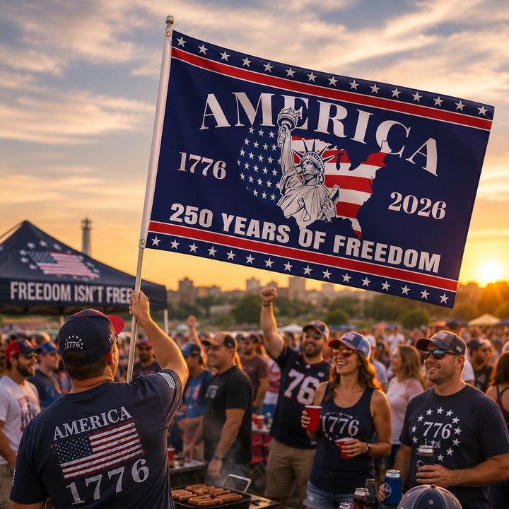 American Flag 250th Anniversary Banner Double Sided July 4th Independence Day Patriotic Flag