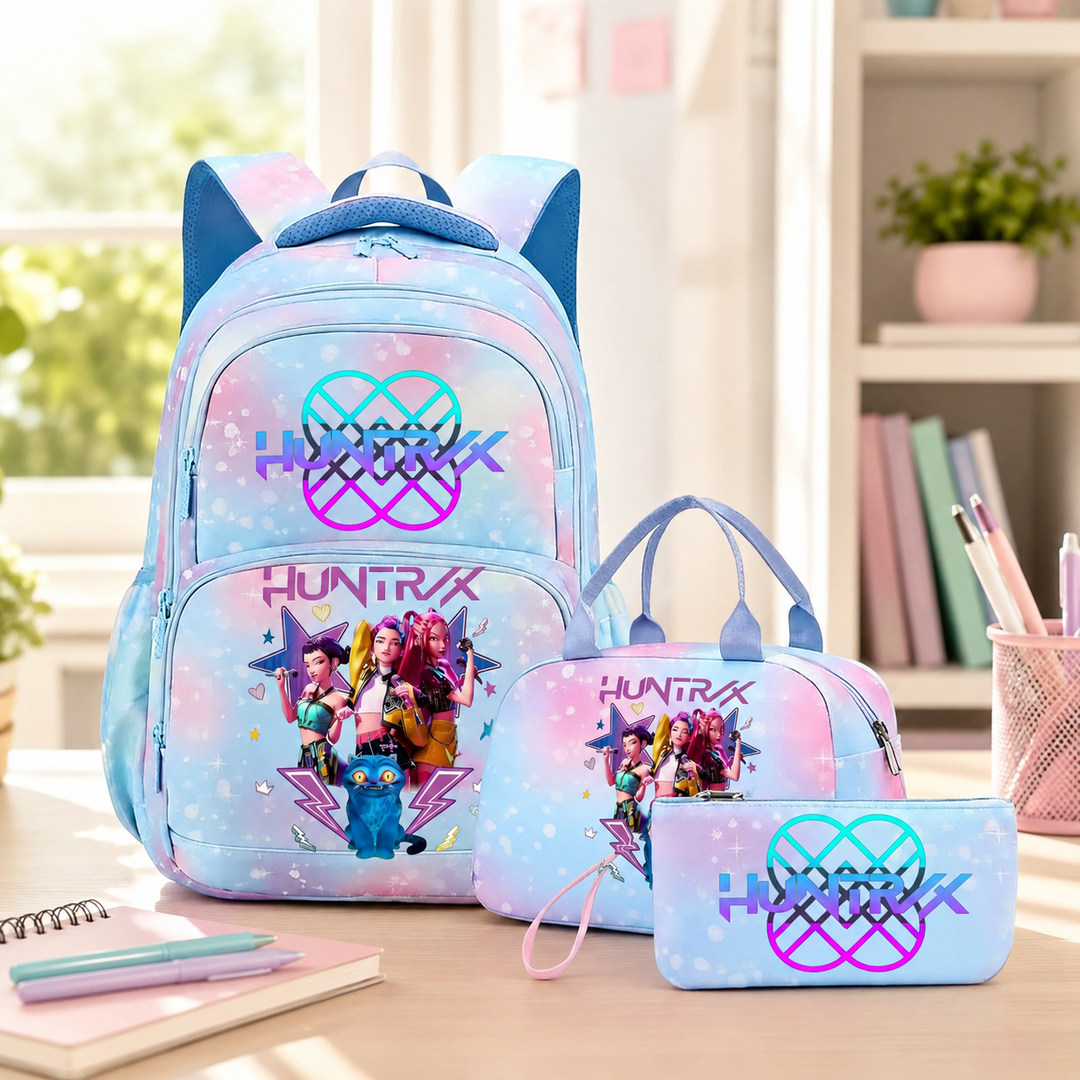 Anime Character School Backpack 3Pcs Set with Lunch Bag Teens Student Daily