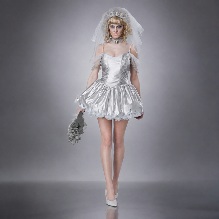 Ghost Bride Costume Zombie Wedding Dress Halloween Costume