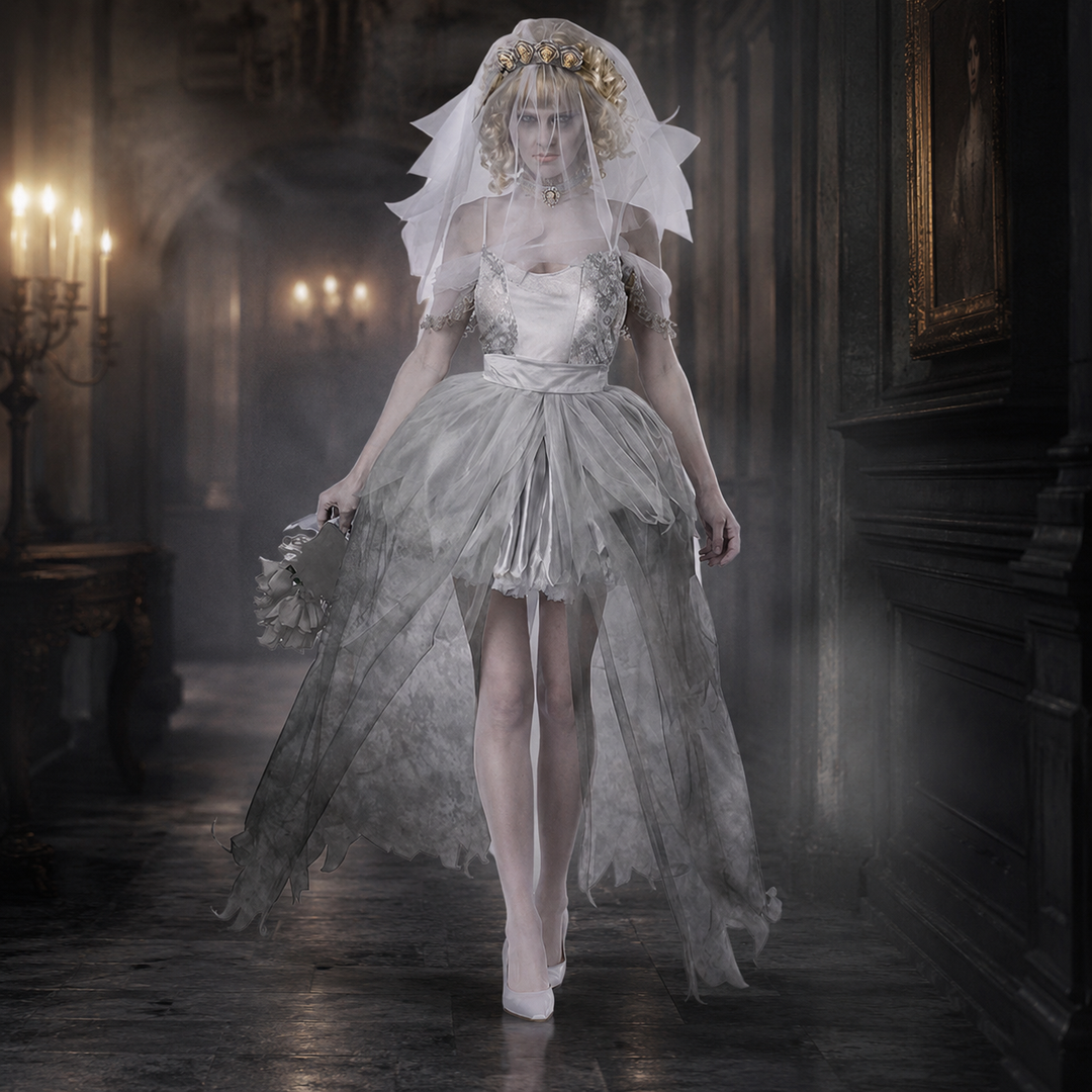 Ghost Bride Costume Zombie Wedding Dress Halloween Costume