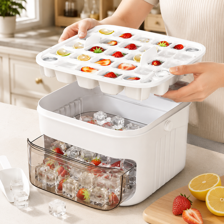 Ice Cube Tray Stackable 25 50 Grid Easy-Release Mold for Freezer Drawer