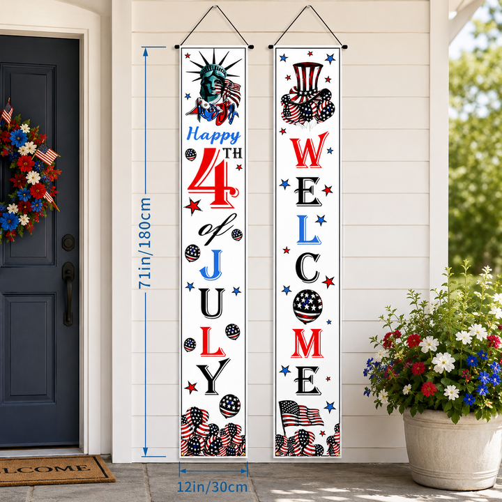 July 4th Independence Day Door Couplets American Eagle Patriotic Banner Flags Yard Decor