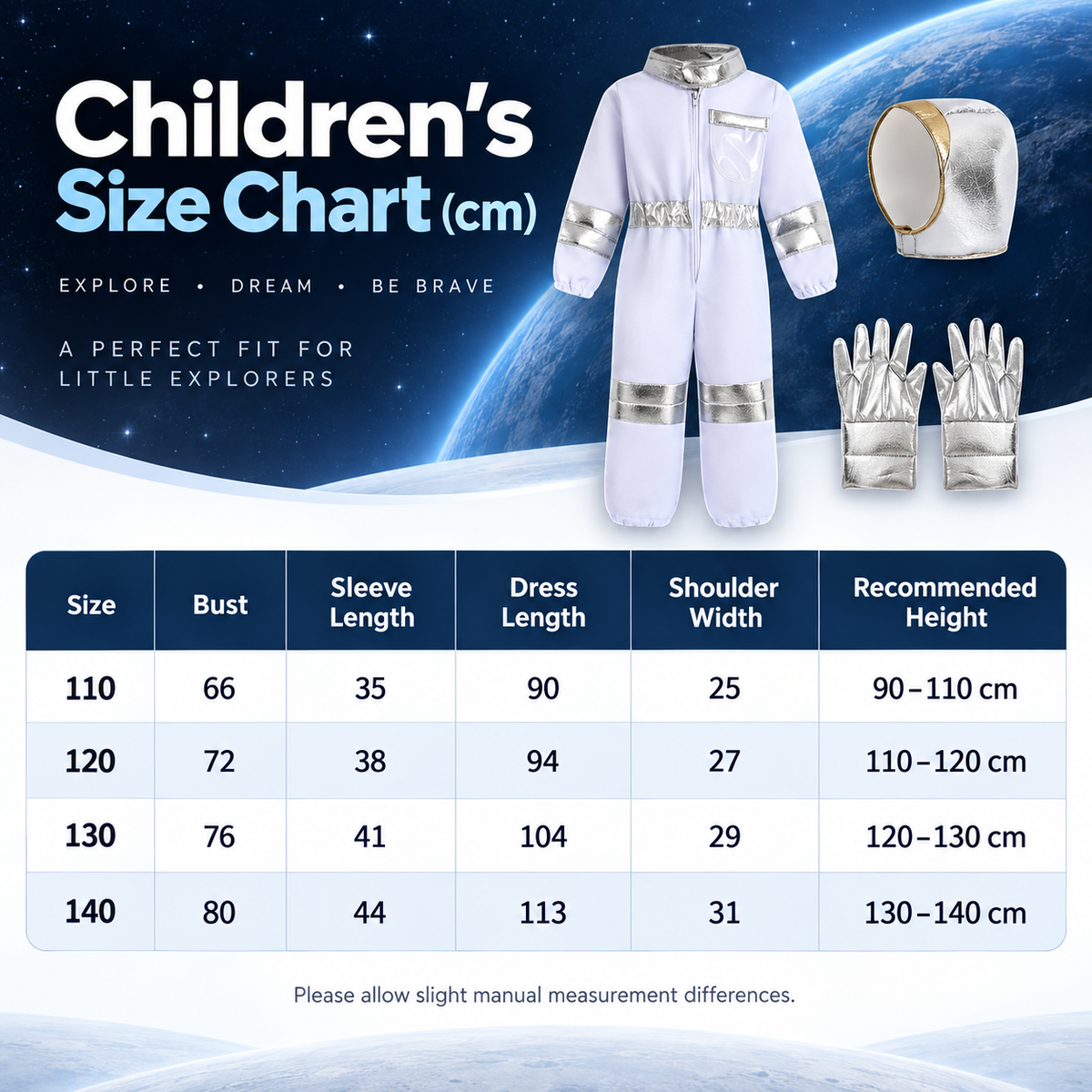 Kids Astronaut Costume White Space Suit with Gloves and Helmet